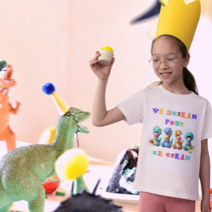 Funny Dinosaur Scream Four ice cream 4th birthday T-Shirt