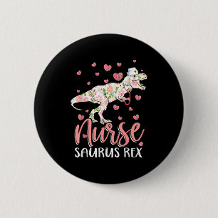Funny dinosaur scrub nurse life rn nursing lpn 6 cm round badge