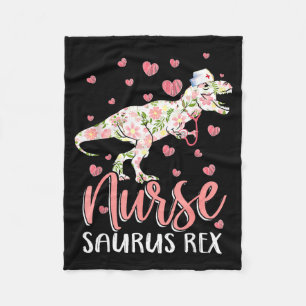 Funny dinosaur scrub nurse life rn nursing lpn fleece blanket