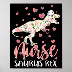 Funny dinosaur scrub nurse life rn nursing lpn poster