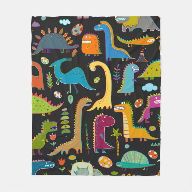 Funny dinosaur seamless pattern fleece blanket (Front)