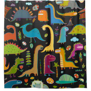 Funny dinosaur seamless pattern shower curtain