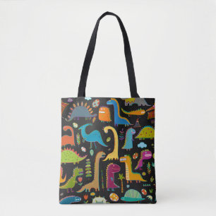 Funny dinosaur seamless pattern tote bag