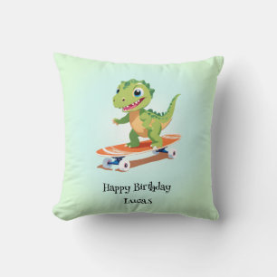 Funny dinosaur Skateboard Birthday party boys Cushion