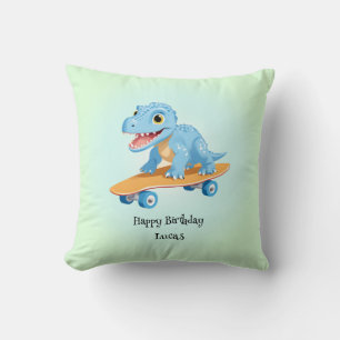 Funny dinosaur Skateboard Birthday party boys Cushion