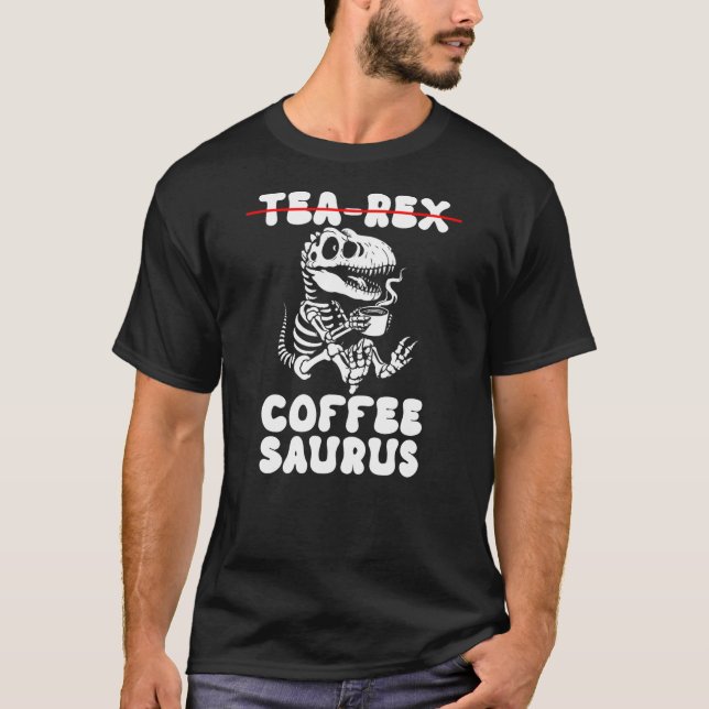 Funny Dinosaur Skeleton Costume Goth Tea-Rex Coffe T-Shirt (Front)