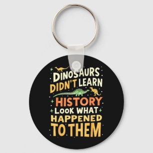 Funny Dinosaur Social Studies Teacher Student Kids Key Ring