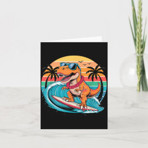 Funny Dinosaur Surfboard Beach Summer Surfing Trex Card