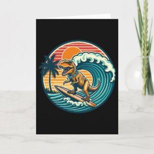 Funny Dinosaur Surfboard Beach Summer Surfing Trex Card