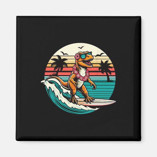 Funny Dinosaur Surfboard Beach Summer Surfing Trex Magnet (Front)