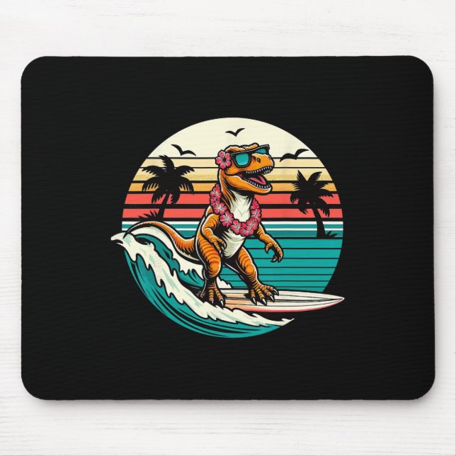 Funny Dinosaur Surfboard Beach Summer Surfing Trex Mouse Pad (Front)