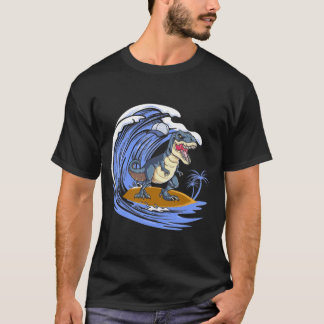 Funny Dinosaur Surfing Gift For Women Men T- T-Shirt