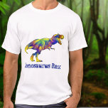 Funny Dinosaur T-Rex Custom Name T-Shirt<br><div class="desc">This funny, colorful prehistoric jurassic era design is fully customizable so you can make any of your family or friends into a member of the dinosaur family by personalizing this slogan. Just add the beginning of your name, for example, 'Jonosaurus Rex' ideal for John or Jonathan, Hannah would become 'Hannasaurus...</div>