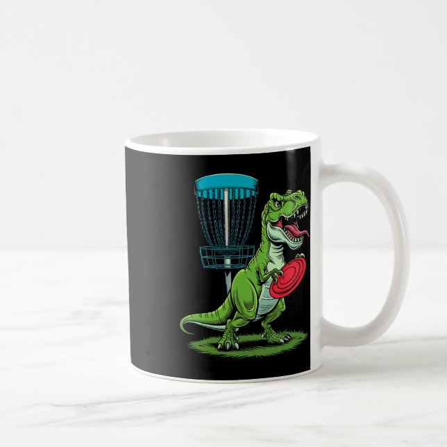 Funny Dinosaur T-rex Disc Golf Player Sket Golfer  Coffee Mug (Right)