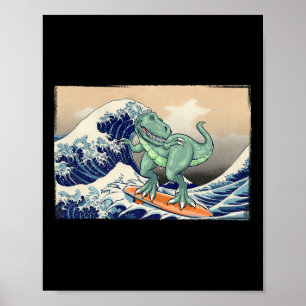 Funny Dinosaur, T Rex Surfing, Dinosaur Art, Dinos Poster