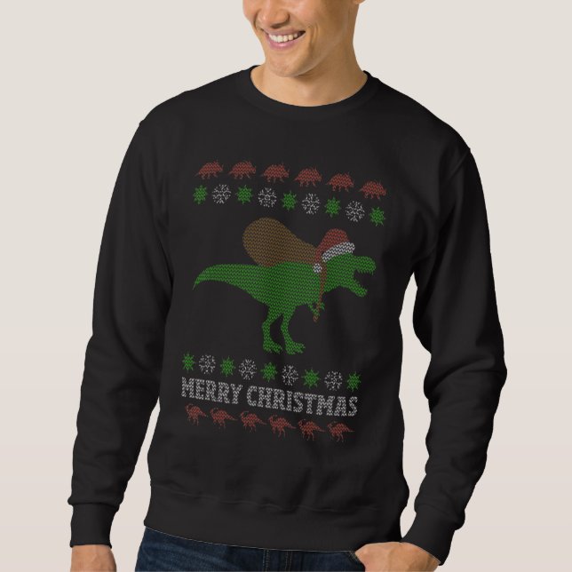 Funny Dinosaur T Rex Ugly Christmas Sweaters (Front)