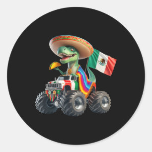 Funny Dinosaur Taco Monster Truck Cinco De Mayo Vi Classic Round Sticker