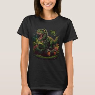 Funny Dinosaur Taking Monster Truck Joyride T-Shirt