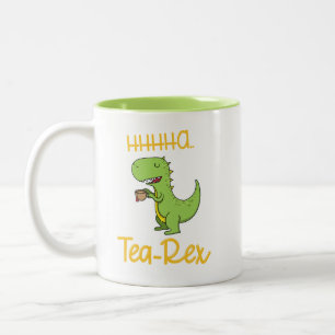 Funny Dinosaur Tea Rex Tyrannosaurus Birthday Two-Tone Coffee Mug