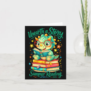 Funny dinosaur unearth story summer reading kids card