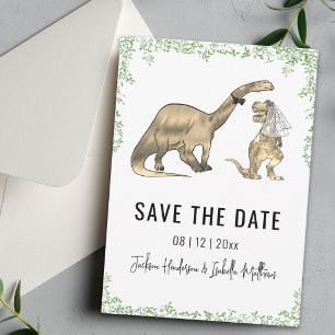 Funny Dinosaur Wedding Green Save The Date
