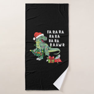Funny Dinosaur With Santa Hat Costume T Rex Christ Bath Towel
