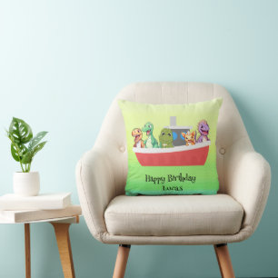 Funny dinosaur Yacht Birthday party DIY Name Cushion
