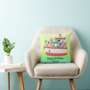 Funny dinosaur Yacht Birthday party DIY Name Cushion