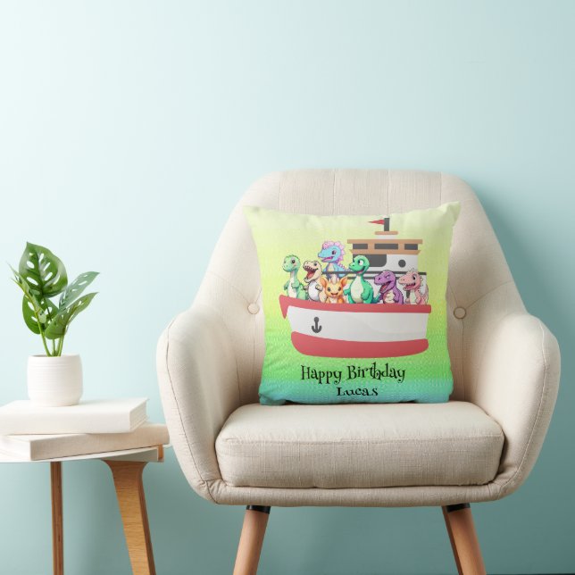 Funny dinosaur Yacht Birthday party DIY Name Cushion (Chair)
