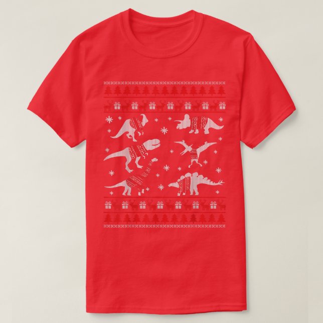 Funny Dinosaurs Christmas Ugly Christmas Sweater T (Design Front)