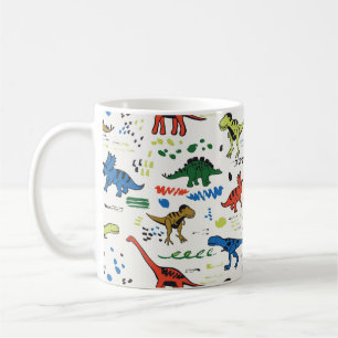 funny dinosaurs graphic color pattern coffee mug