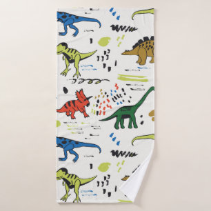 funny dinosaurs graphic colour pattern bath towel