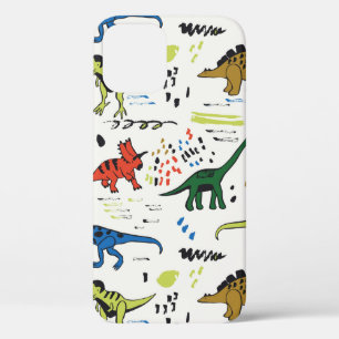funny dinosaurs graphic colour pattern iPhone 12 case