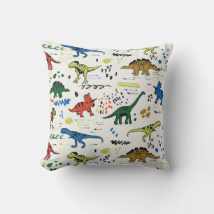 funny dinosaurs graphic colour pattern cushion