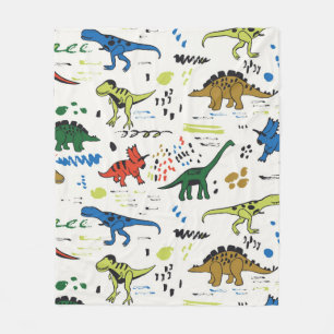 funny dinosaurs graphic colour pattern fleece blanket