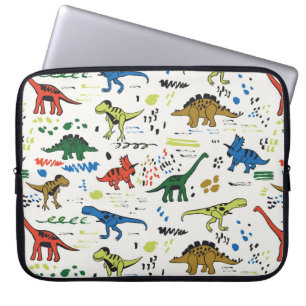 funny dinosaurs graphic colour pattern laptop sleeve