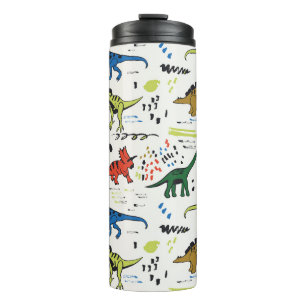 funny dinosaurs graphic colour pattern thermal tumbler