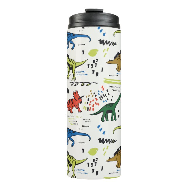 funny dinosaurs graphic colour pattern thermal tumbler (Front)