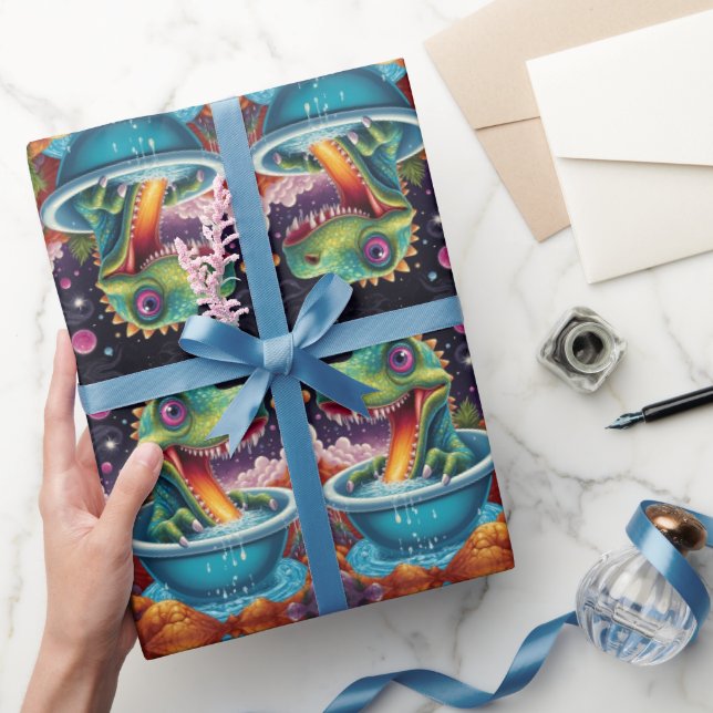 Funny Dinosaurs in Space & Dino Adventures Wrapping Paper (Gifting)