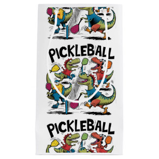 Funny Dinosaurs Playing Pickleball abstract Small Gift Bag