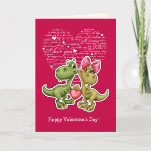 Funny Dinosaurs Valentine's Day Holiday Card