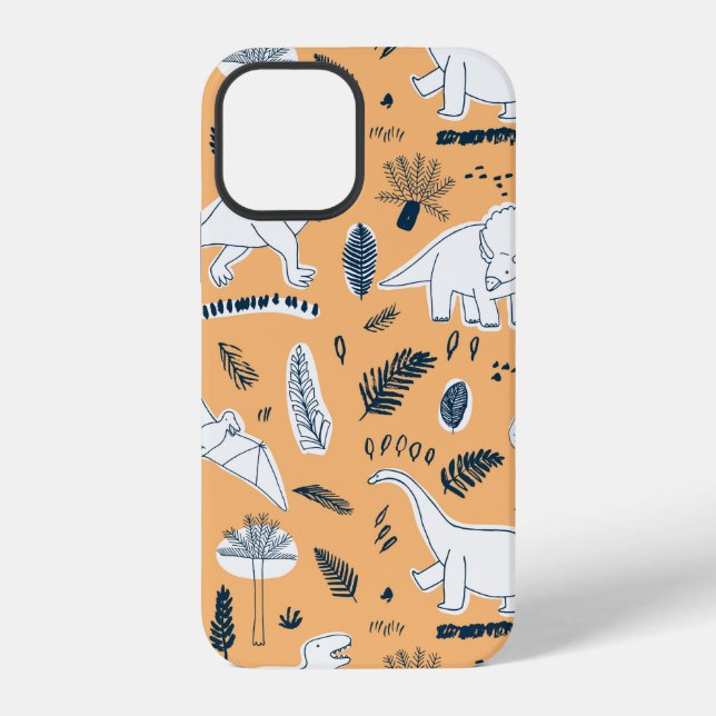 funny dinosaurs with palm leaves pattern iPhone case (Back)