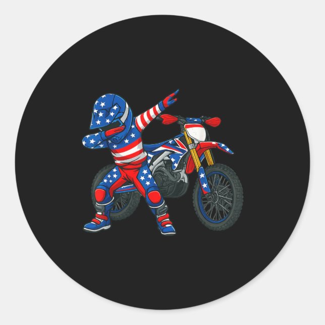 Funny Dirt Bike Art Rider Motocross Motorcycle Dir Classic Round Sticker (Front)