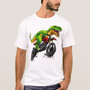 Funny Dirt Bike For Men Boys Kids Dinosaur Motorcy T-Shirt
