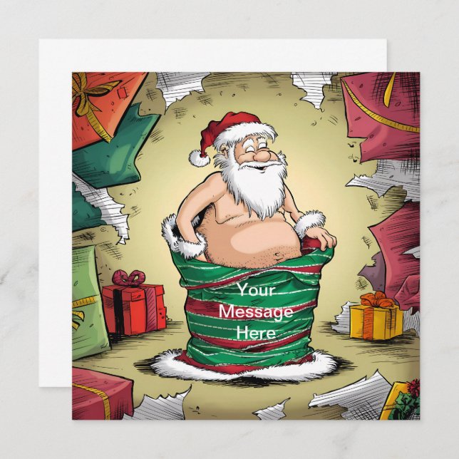 Funny Dirty Santa Christmas Collection Invitation (Front/Back)