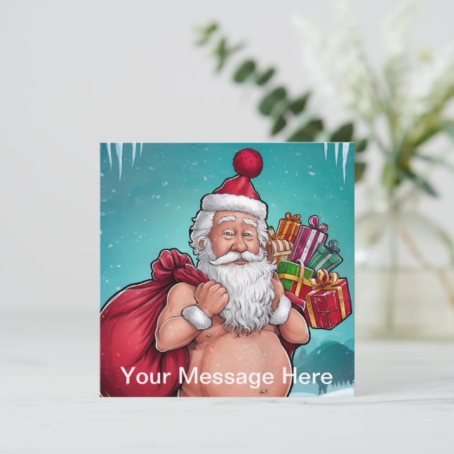 Funny Dirty Santa Christmas Collection Invitation (Standing Front)