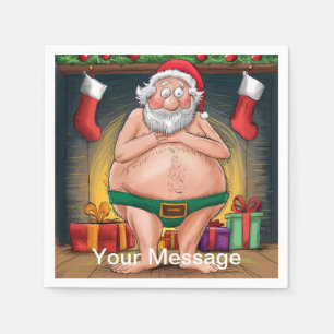 Funny Dirty Santa Christmas Collection Napkin