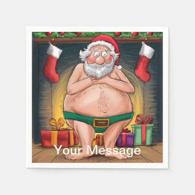 Funny Dirty Santa Christmas Collection Napkin (Front)