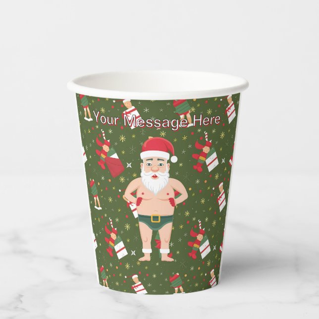 Funny Dirty Santa Christmas Collection Paper Cups (Front)