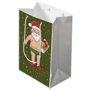 Funny Dirty Santa Christmas Collection Paper Cups Medium Gift Bag
